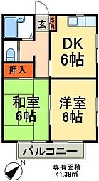 JR常磐線 新松戸駅 徒歩9分の賃貸アパート 1階2DKの間取り