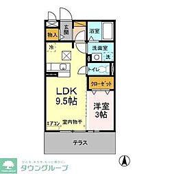 つくばエクスプレス 流山セントラルパーク駅 徒歩3分の賃貸アパート 1階1LDKの間取り