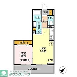 つくばエクスプレス 流山おおたかの森駅 徒歩11分の賃貸アパート 2階1LDKの間取り