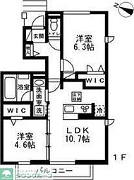 東武野田線 初石駅 徒歩6分の賃貸アパート 1階2LDKの間取り