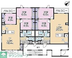 Campana Otakanomori 1階3LDKの間取り