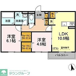 つくばエクスプレス 柏の葉キャンパス駅 徒歩6分の賃貸アパート 2階2LDKの間取り
