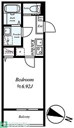 京成松戸線 みのり台駅 徒歩9分の賃貸アパート 3階1Kの間取り