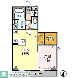 つくばエクスプレス 三郷中央駅 徒歩6分の賃貸アパート 1階1LDKの間取り