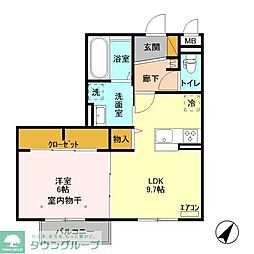 つくばエクスプレス 流山おおたかの森駅 徒歩11分の賃貸アパート 3階1LDKの間取り