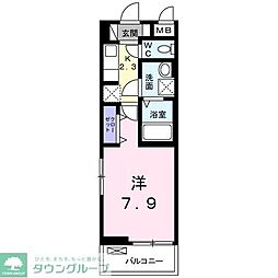 JR武蔵野線 東松戸駅 徒歩9分の賃貸アパート 3階1Kの間取り