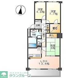 流鉄流山線 流山駅 徒歩13分の賃貸マンション 1階3LDKの間取り