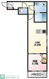 JR武蔵野線 吉川駅 徒歩9分の賃貸アパート 1階1LDKの間取り