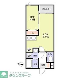 京成松戸線 五香駅 徒歩3分の賃貸アパート 2階1LDKの間取り
