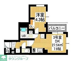 JR常磐線 馬橋駅 徒歩2分の賃貸マンション 5階1DKの間取り