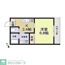 JR常磐線 柏駅 徒歩15分の賃貸アパート 1階1Kの間取り
