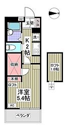 グラツィア 3階1Kの間取り