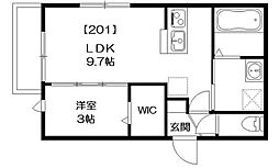 京成松戸線 みのり台駅 徒歩4分の賃貸アパート 2階1LDKの間取り