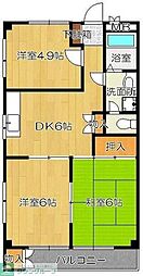 京成松戸線 みのり台駅 徒歩7分の賃貸マンション 3階3DKの間取り