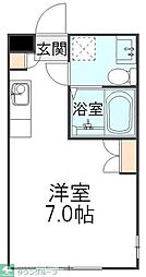 東武野田線 柏駅 徒歩5分の賃貸アパート 1階ワンルームの間取り