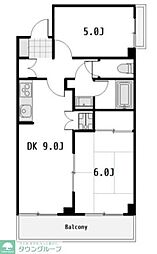 JR常磐線 松戸駅 徒歩13分の賃貸マンション 2階2DKの間取り