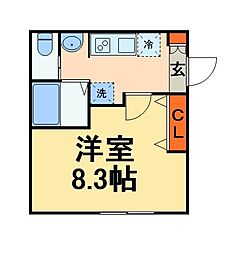 キャメル南流山5 3階1Kの間取り