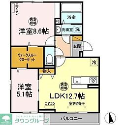 つくばエクスプレス 南流山駅 徒歩13分の賃貸アパート 3階2LDKの間取り