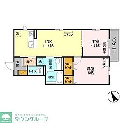 つくばエクスプレス 柏たなか駅 徒歩7分の賃貸アパート 3階2LDKの間取り
