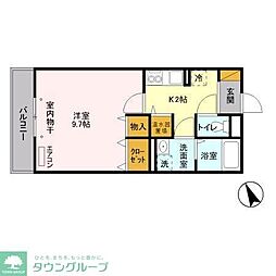 ディアコート馬橋 2階1Kの間取り