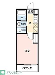 エクセルメゾンＢ 1階1Kの間取り