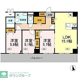 カスタリア西船橋II 2階3LDKの間取り