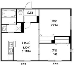 メゾンレトワール 2LDKの間取図画像