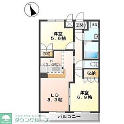 フィールグッド2 2LDKの間取図画像