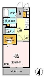 NTCながれやま 1Kの間取図画像