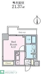 松戸市本町マンション 1Kの間取図画像
