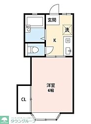 アムール柏 1Kの間取図画像