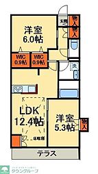 FLOWER FIELDS KASHIWA 2LDKの間取図画像