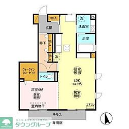 リヴィールソワ2 1LDKの間取図画像