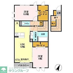プラティーク1 2LDKの間取図画像