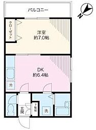 スタジオ北柏2 1DKの間取図画像