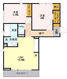 ヘリオス吉川美南プルートーン 2LDKの間取図画像