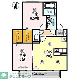 エターナヴィレッジA 2LDKの間取図画像