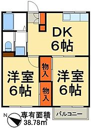 コーポラスNo.20 2DKの間取図画像