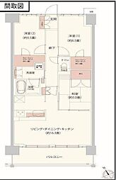 クレストフォルム柏サウスウイング 3LDKの間取図画像