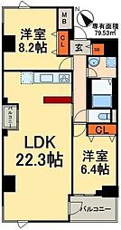 グリーンヒルズ 2LDKの間取図画像