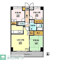グランディス新八柱 3LDKの間取図画像