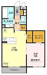 イルソーレ吉川美南ブル 1LDKの間取図画像