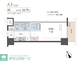 ラグゼナ松戸 1Kの間取図画像