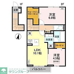 吉川市中曽根1丁目アパート 2LDKの間取図画像