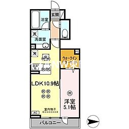 トリシア関 1LDKの間取図画像