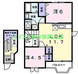 ナガオカ1997 2LDKの間取図画像