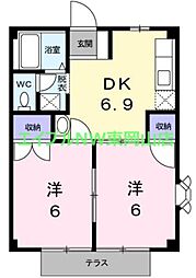 ニューシティハピネス 2DKの間取図画像