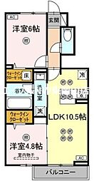 トリシア関 2LDKの間取図画像