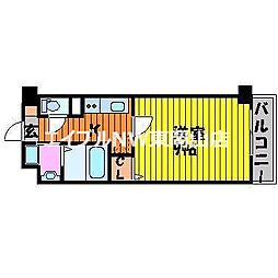 マリベール多聞 1Kの間取図画像