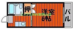 コーポビジョン浜 1Kの間取図画像